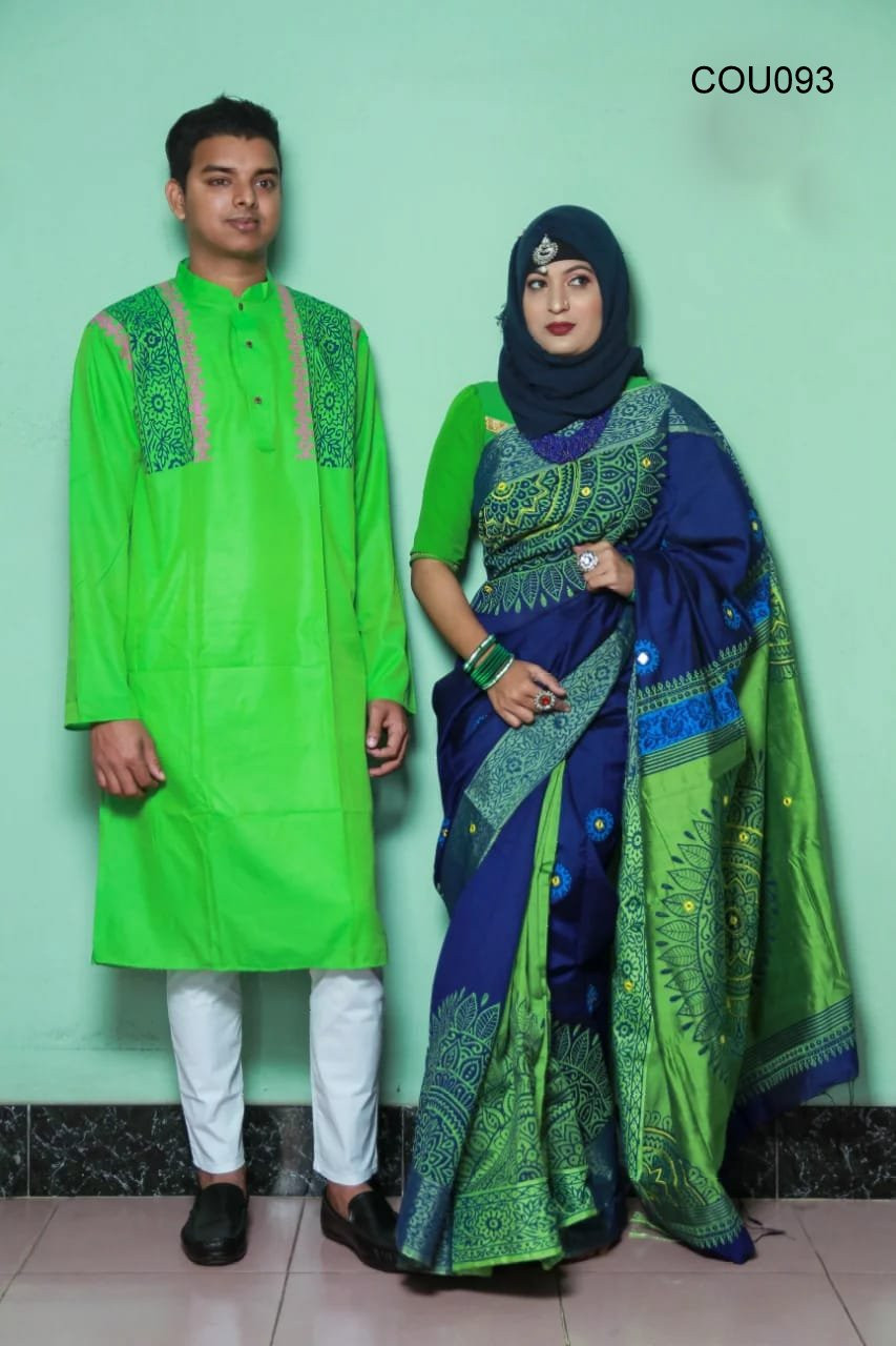 Half silk saree dupaiyan Panjabi couple Dress