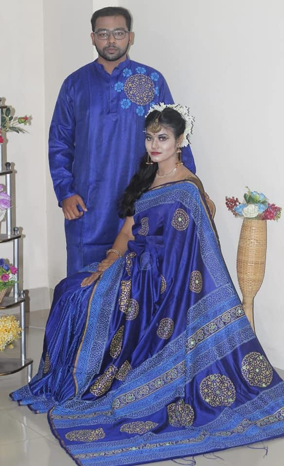 Half silk saree dupaiyan Panjabi couple Dress