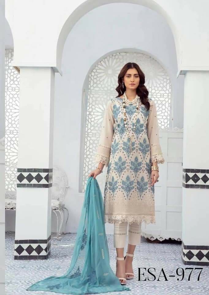 Pakistani Khubsurat Unstitched & Dupatta Embroidered Dress for Women.