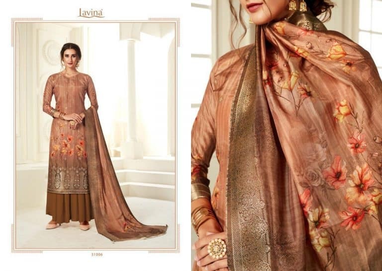 Indian Lavina High Fashionable Embroidery Plus Digital Print Dress ,Dupatta Pure Digital 3 Piece for stylish women.