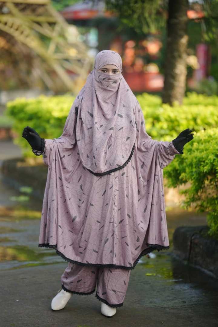 খিমার প্লাজু সেট | China Linen Khimar Plazo Set with Niqab | সামার ফ্রেন্ডলি