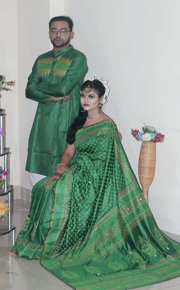 Half silk saree dupaiyan Panjabi couple Dress