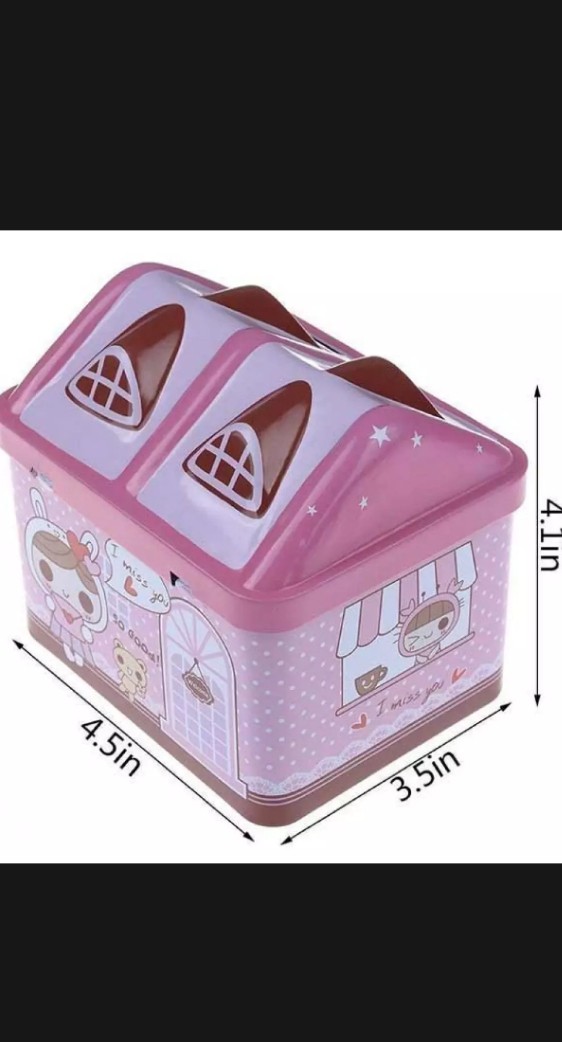 House Shaped Coin Bank Box with Lock
