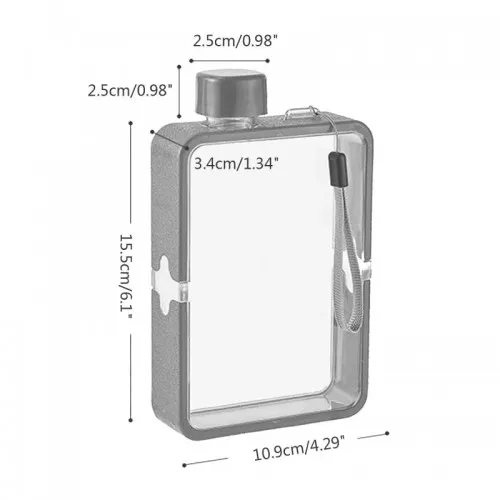 400ml Outdoor Portable Transparent Square Leakproof Flat Water Bottle