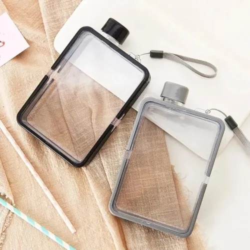 400ml Outdoor Portable Transparent Square Leakproof Flat Water Bottle