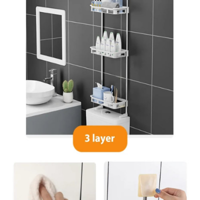 Shelf Above The Toilet Tank,Toilet Rack,Punch-free Multi-functional Storage Rack With Supporting Feet Bathroom Accessories