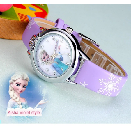 Elsa Watch Girls Elsa Princess Kids Watches Leather Strap Cute Children's Cartoon Wristwatches Gifts for Kids Girl watches