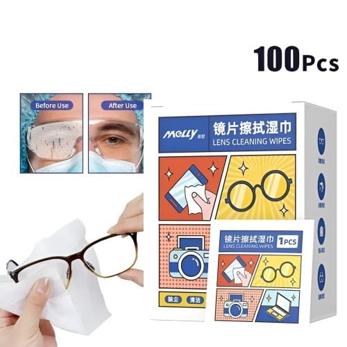 100 Pcs Lens Cleaning Wipes, Metal Jewelry Wipes, Anti Fog Glasses Wipes, Mobile Phone Screens, and Disposable Eyeglass Cloths