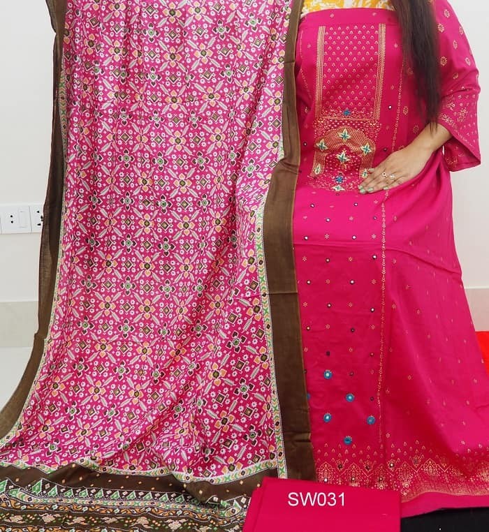 Skin Print Unstitched Three Piece for Women