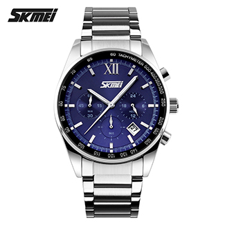 Skmei 9096bu Quartz 304 Stainless Steel Zinc Alloy Water Resistant Watch