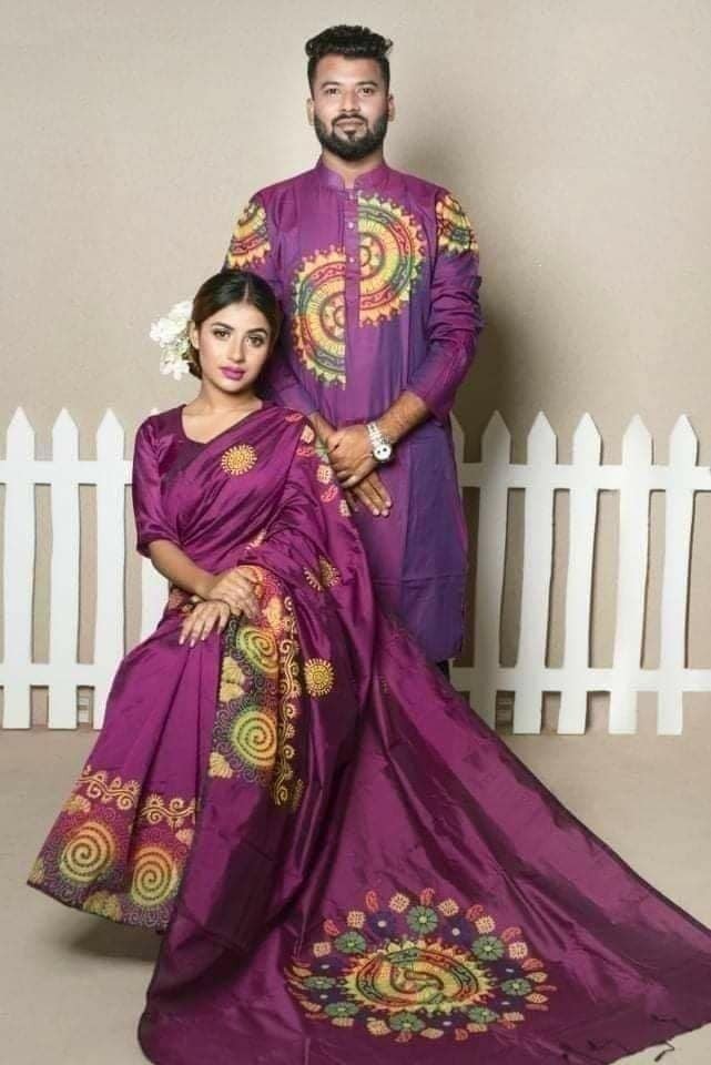 Half silk saree dupaiyan Panjabi couple Dress