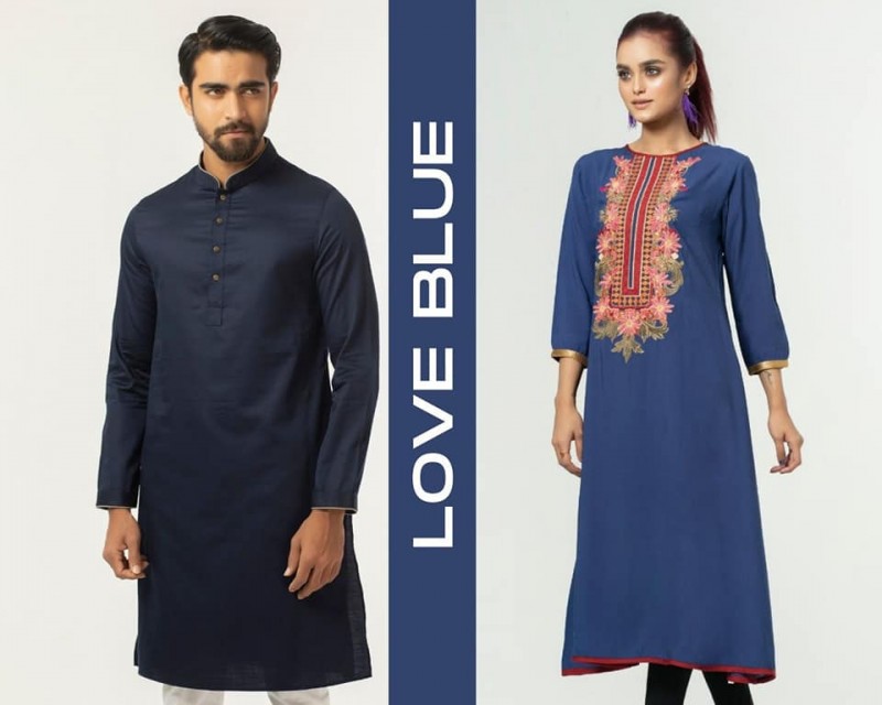 Men's Cotton Punjabi with Ladies Kurti - Couple Set