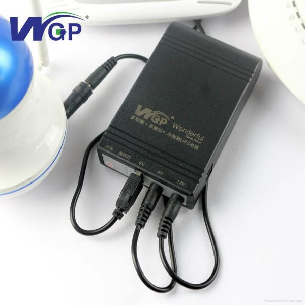 WGP Mini UPS- Router + ONU Backup Up To 8 Hours (5V, 9V, 12V Output) - Black Color