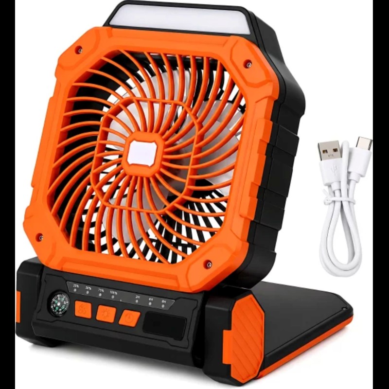 X16 Portable Camping Air Cooler | Solar Rechargeable USB Travel Fan | LED Lantern Light