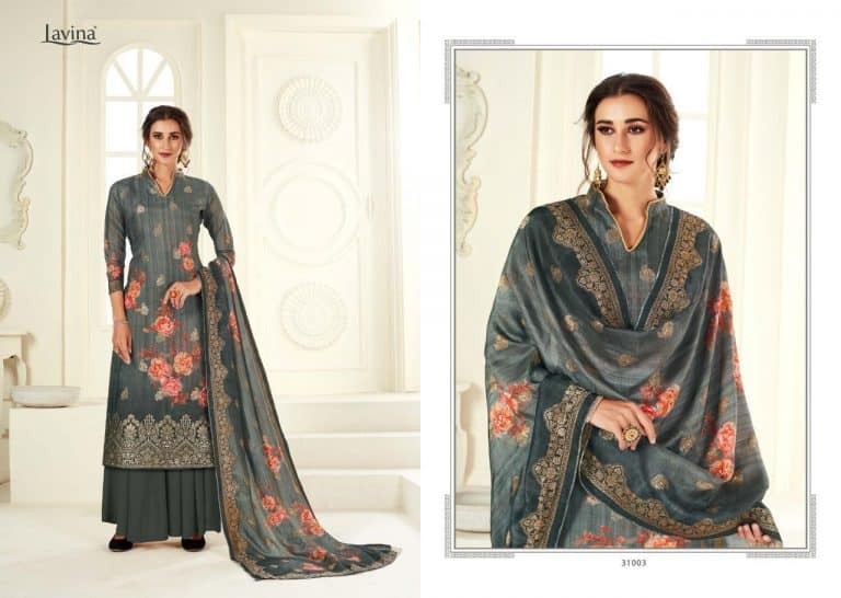 Indian Lavina High Fashionable Embroidery Plus Digital Print Dress ,Dupatta Pure Digital 3 Piece for stylish women.