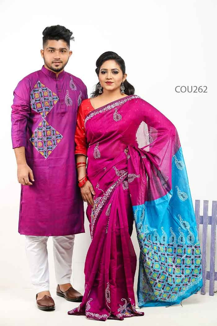 Half silk saree dupaiyan Panjabi couple Dress-6