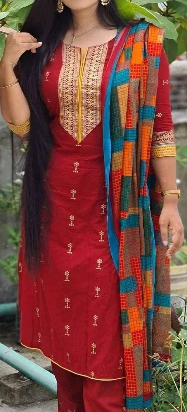 Gujrati and embroidery three piece