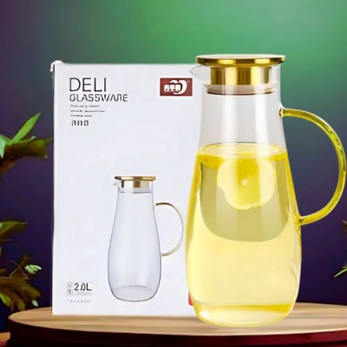 Deli Borosilicate Glass Water Juice Jug 2000ML