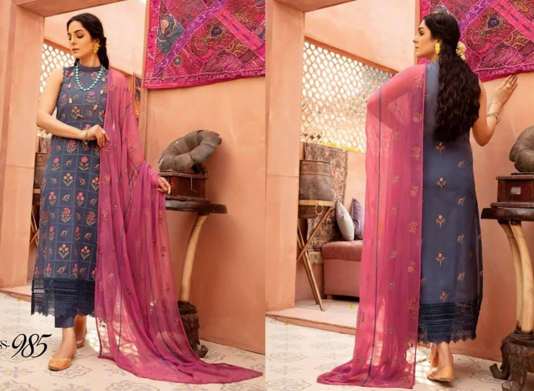 Three piece or Shalwar Kameez for women and ladies by Khoobsurat cotton fabric