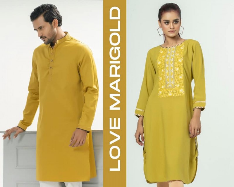 Men's Cotton Punjabi with Ladies Kurti - Couple Set