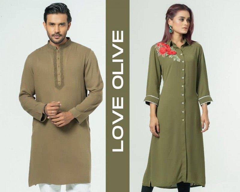 Men's Cotton Punjabi with Ladies Kurti - Couple Set