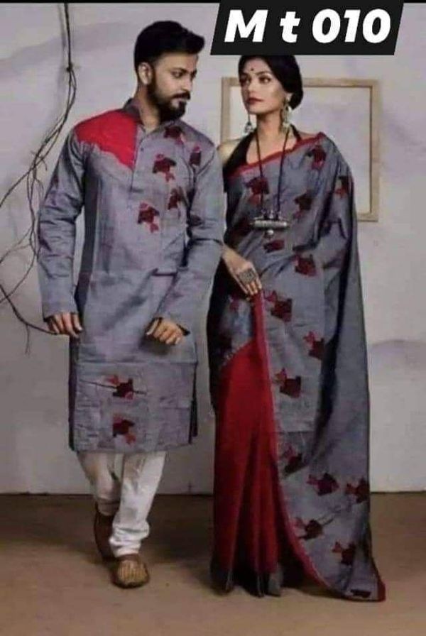 Half silk saree dupaiyan Panjabi couple Dress