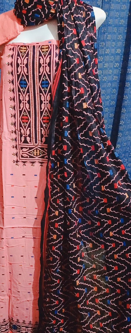 New Skin Print With Boutiques Works Three Piece Unstitched Dress For Women