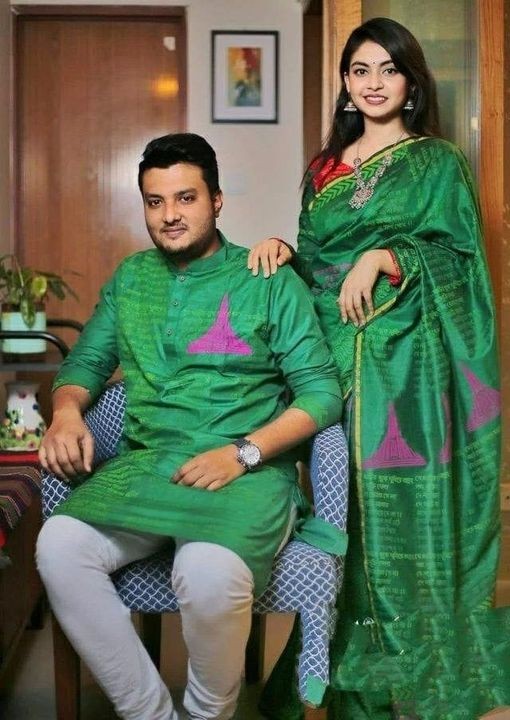 Half silk saree dupaiyan Panjabi couple Dress