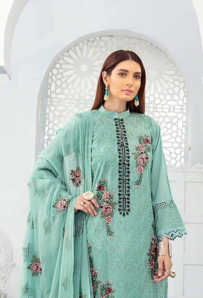 Pakistani Khubsurat Unstitched  & Dupatta Embroidered Dress for Women.