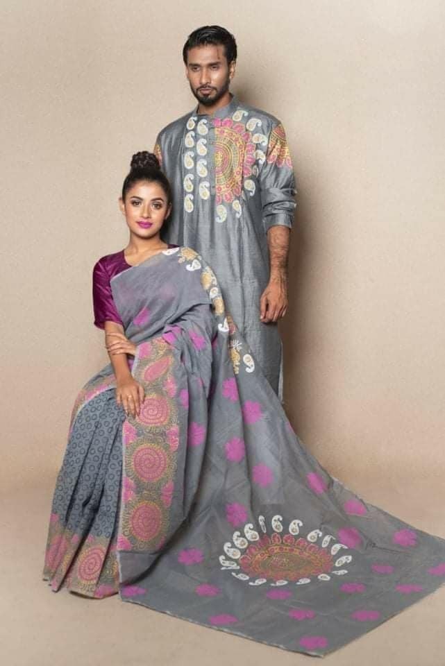 Half silk saree dupaiyan Panjabi couple Dress