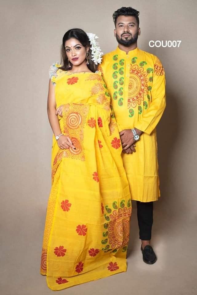 Half silk saree dupaiyan Panjabi couple Dress