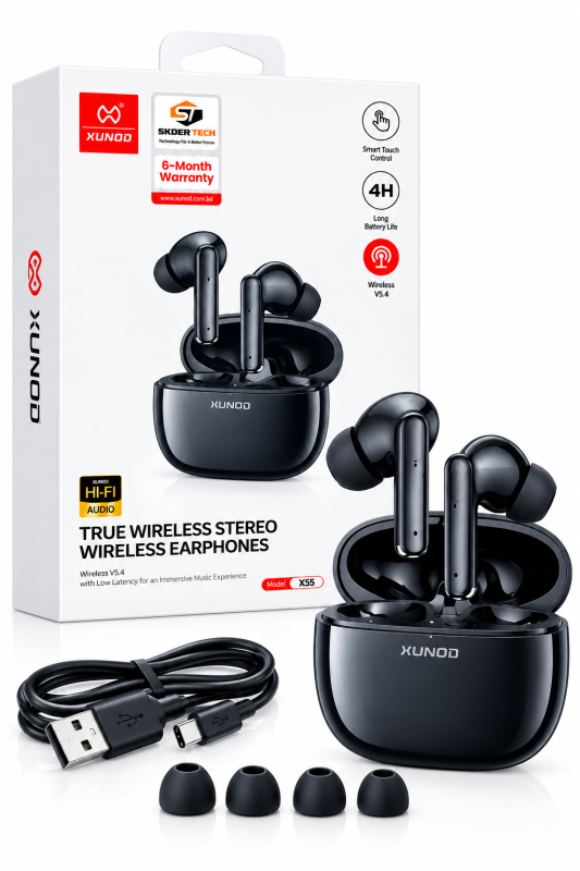 XUNDD X55 True Wireless Stereo Premium Earbuds with HiFi Sound & Deep Bass-Original Authentic Product (6 Month Brand Warranty)