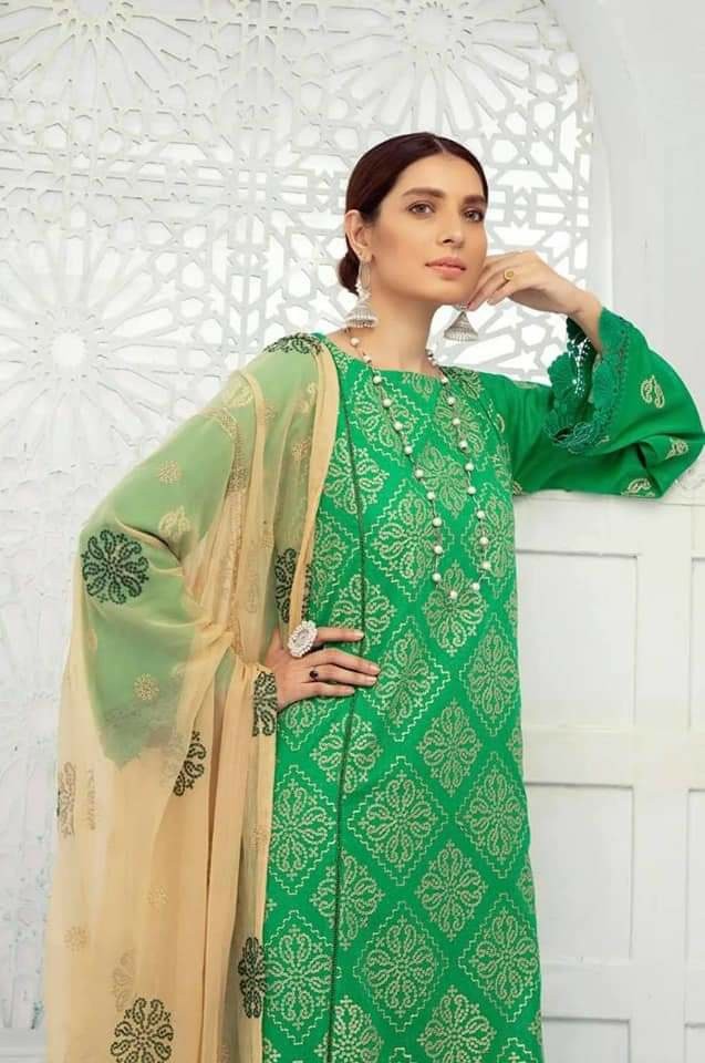 Pakistani Khubsurat Unstitched & Dupatta Embroidered Dress for Women.