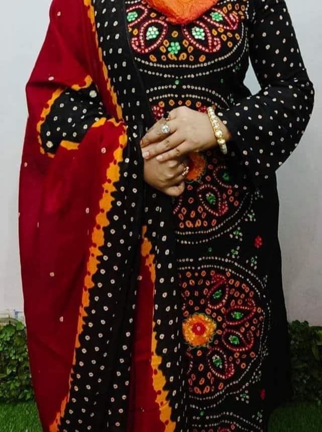 Gujrati and embroidery  three piece