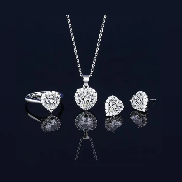 Heart Shape Moissanite Diamond Jewelry Set for Women