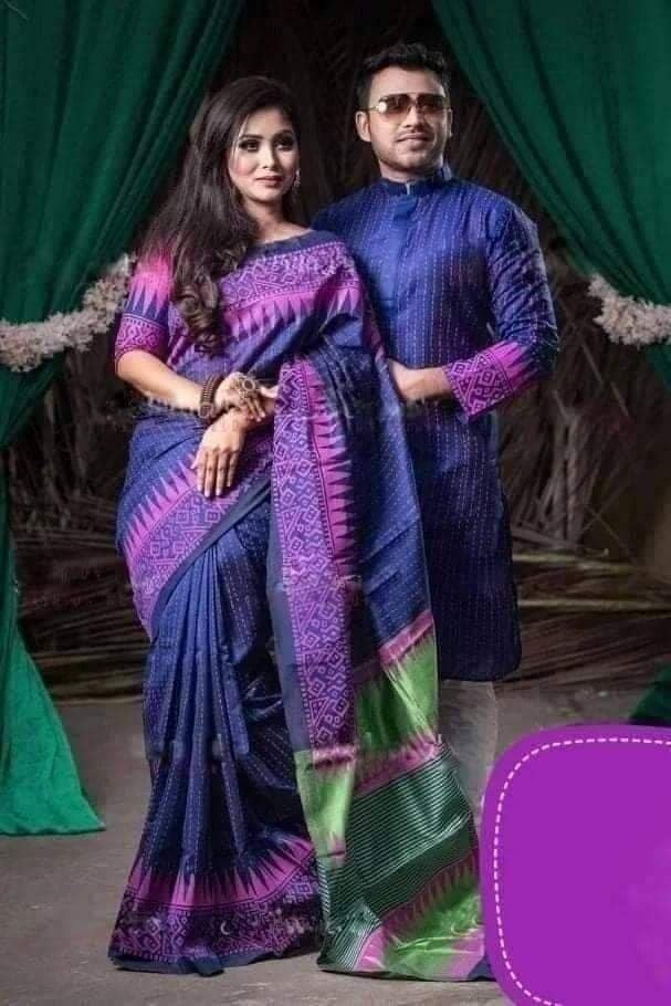 Half silk saree dupaiyan Panjabi couple Dress