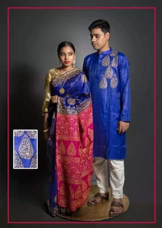 Half silk saree dupaiyan Panjabi couple Dress