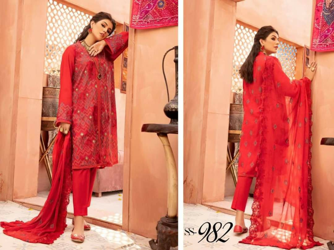 Three piece or Shalwar Kameez for women and ladies by Khoobsurat cotton fabric