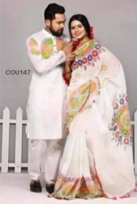 Half silk saree dupaiyan Panjabi couple Dress