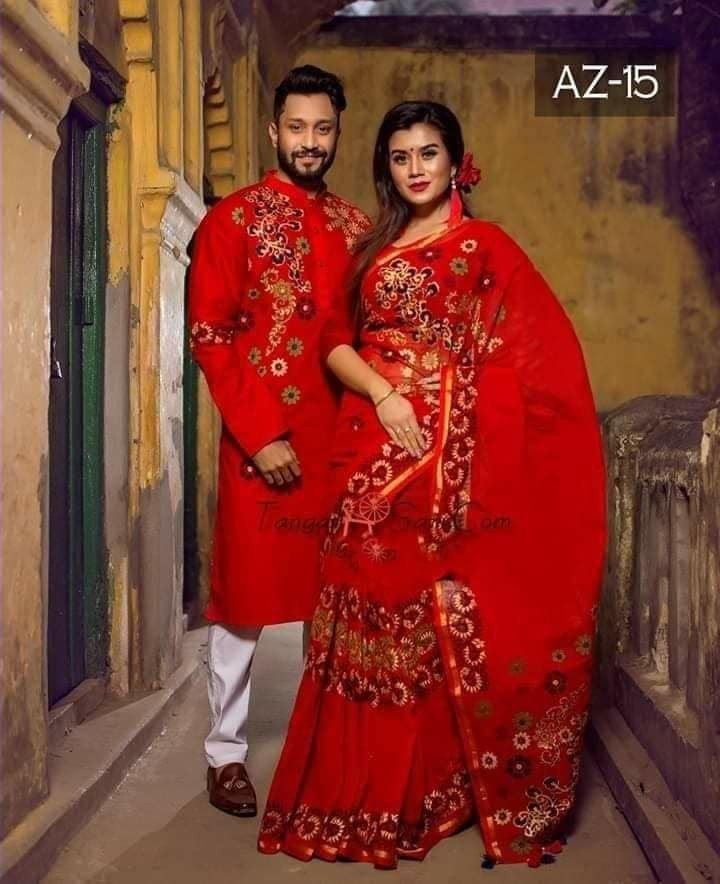 Half silk saree dupaiyan Panjabi couple Dress