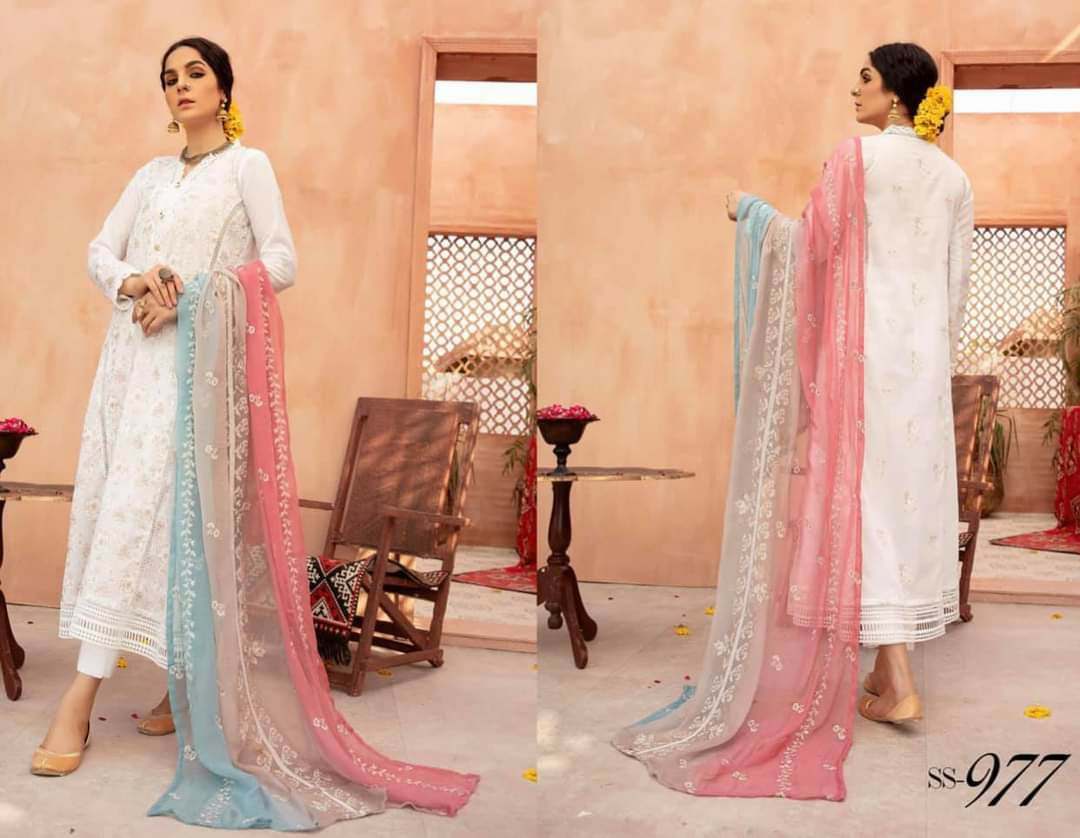 Three piece or Shalwar Kameez for women and ladies by Khoobsurat cotton fabric