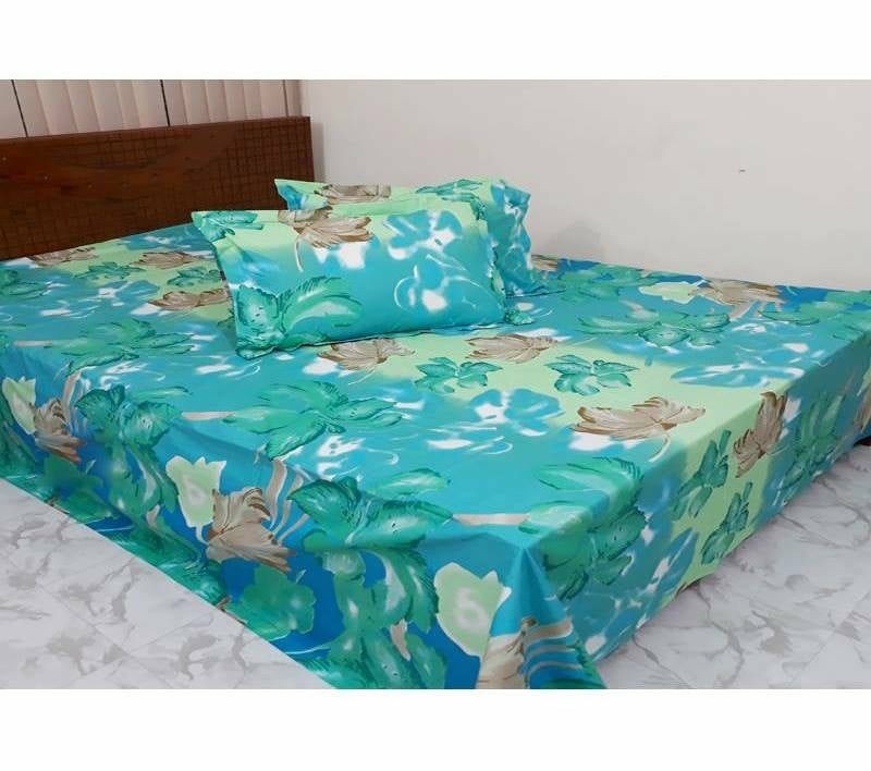 King Size Cotton Bed Sheet With Matching 2 Pillow Covers