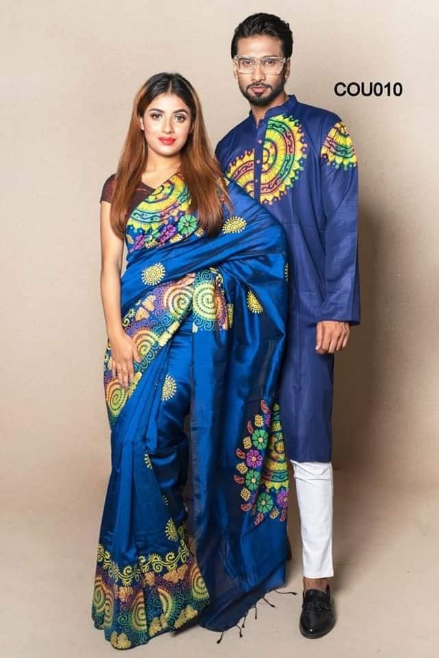 Half silk saree dupaiyan Panjabi couple Dress