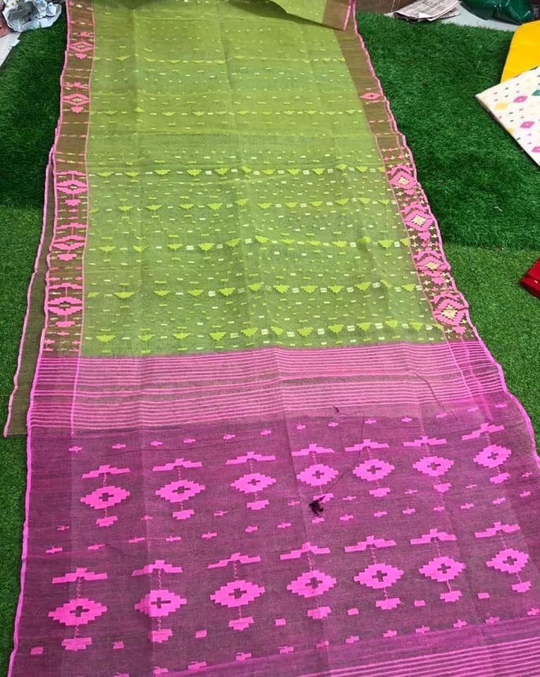 Multi Colour Moslin Jamdani Saree for Women