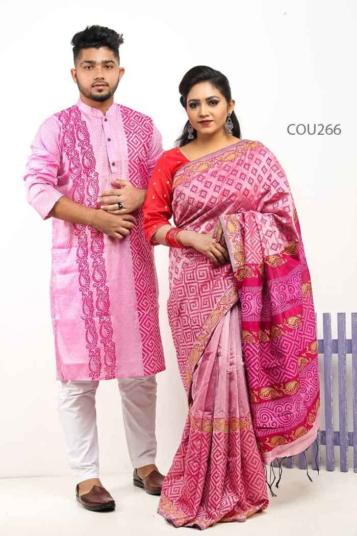 Half silk saree dupaiyan Panjabi couple Dress-7