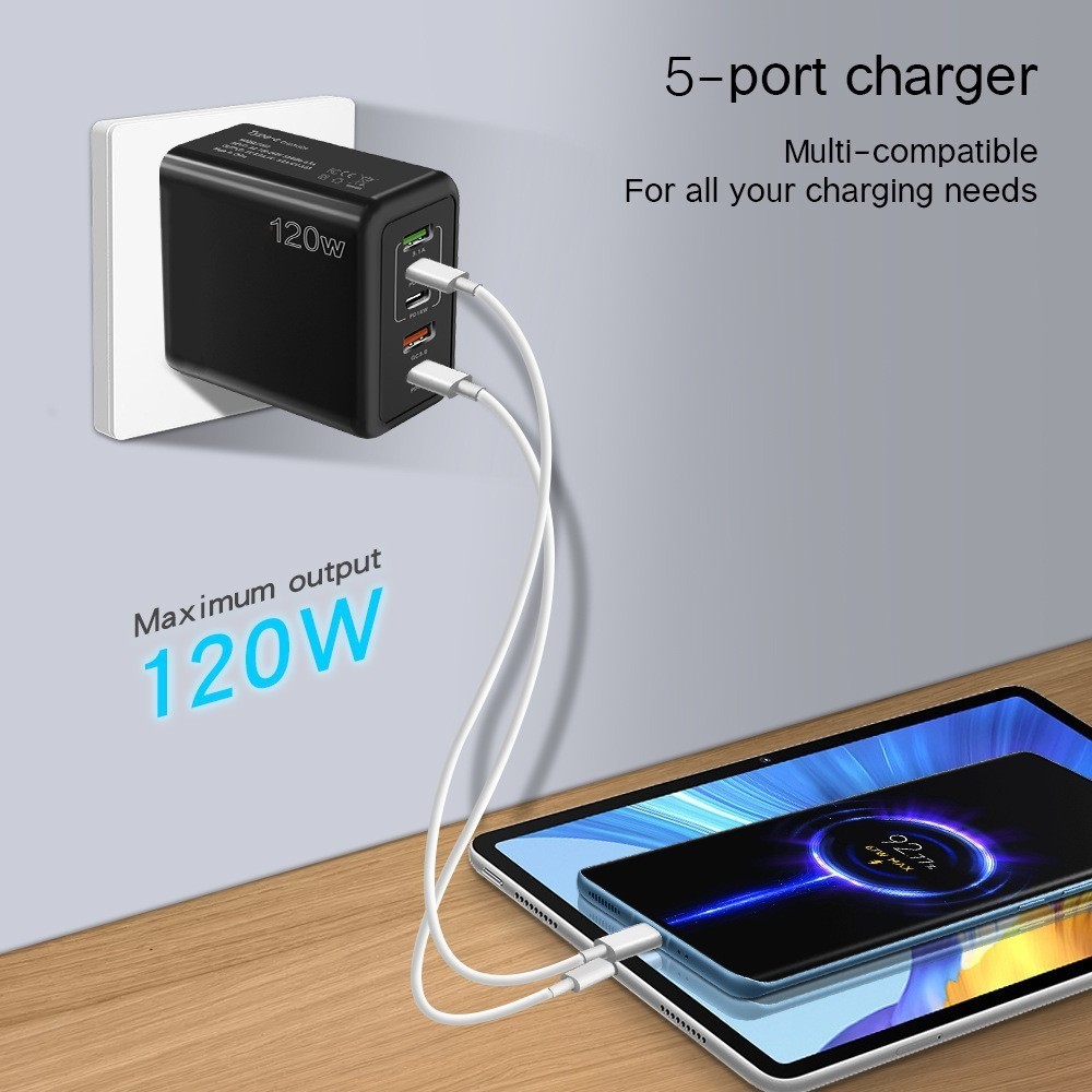 Aoyu 5-Port USB Charging Adapter – 120W Multi-Port Charger