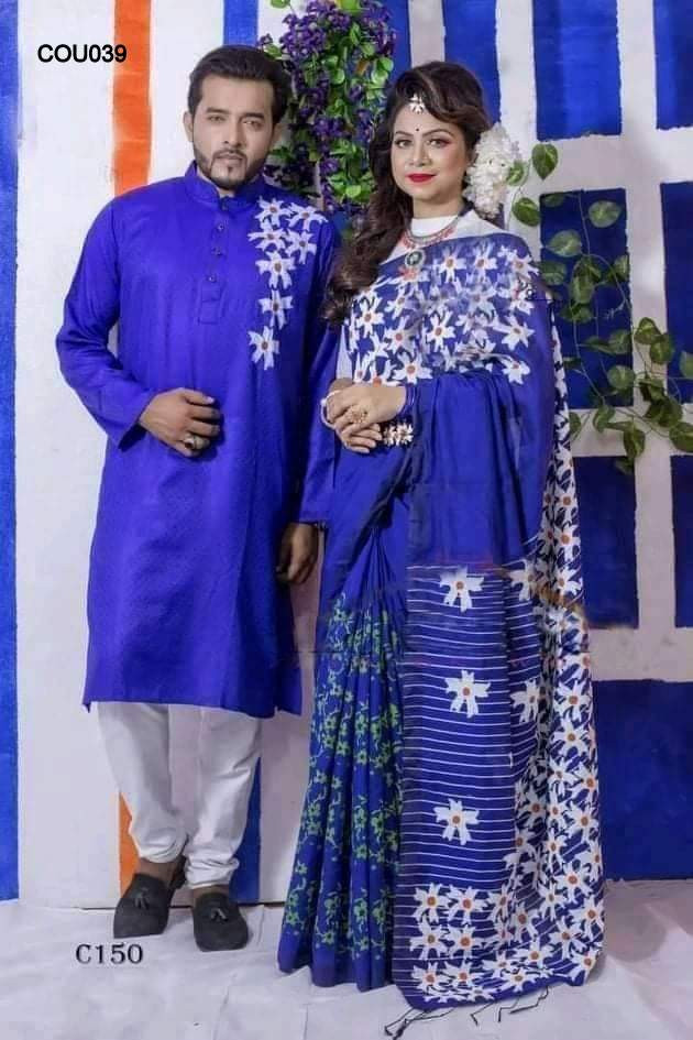 Half silk saree dupaiyan Panjabi couple Dress