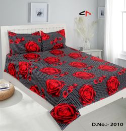 Double Size Cotton Bed Sheet With 3 Pc Pillow Cover - Multicolor