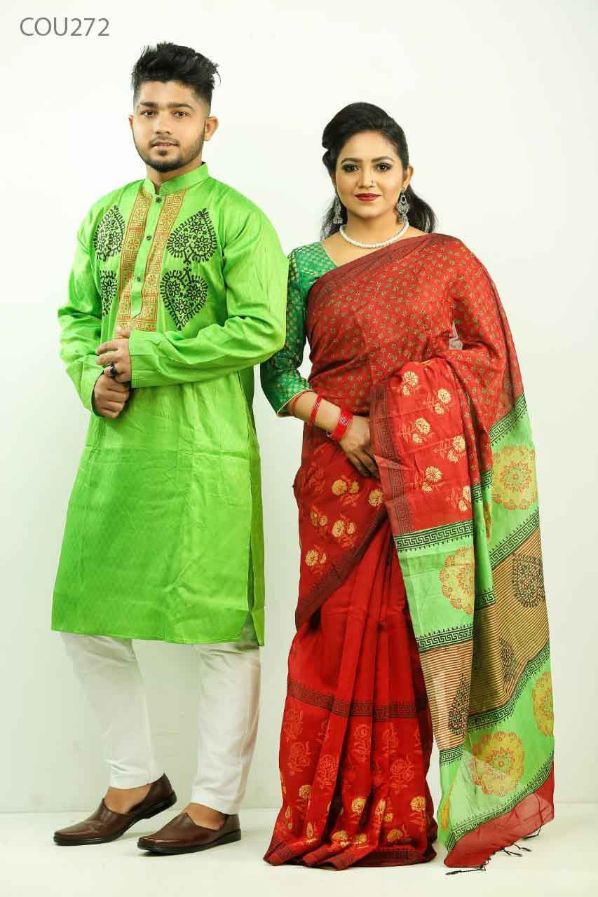 Half silk saree dupaiyan Panjabi couple Dress-1