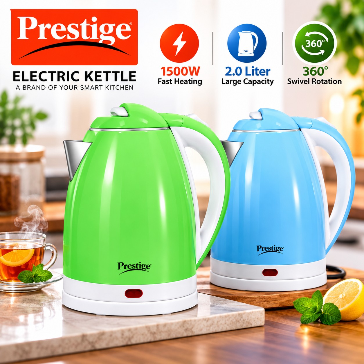 Prestige Electric Kettle 2.0 Liter - 1500W (Sky)